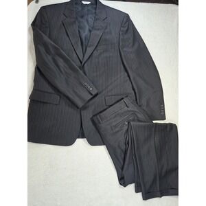Joseph & Feiss Big&Tall 2-Piece Wool Suit 46L 41W Dark Pinstripe Mens Formal